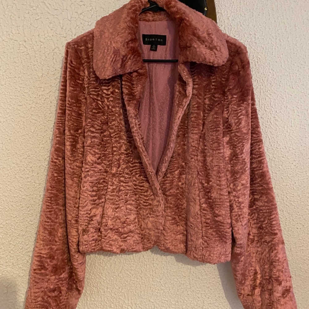 VTG fluffy shiny pink jacket